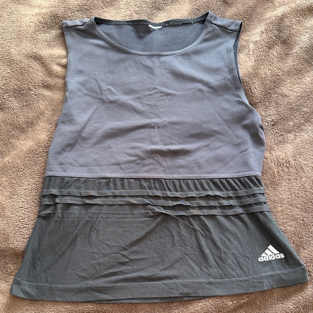 adidas Women's Two-Tone Black/Grey Sleeveless Athletic Tank